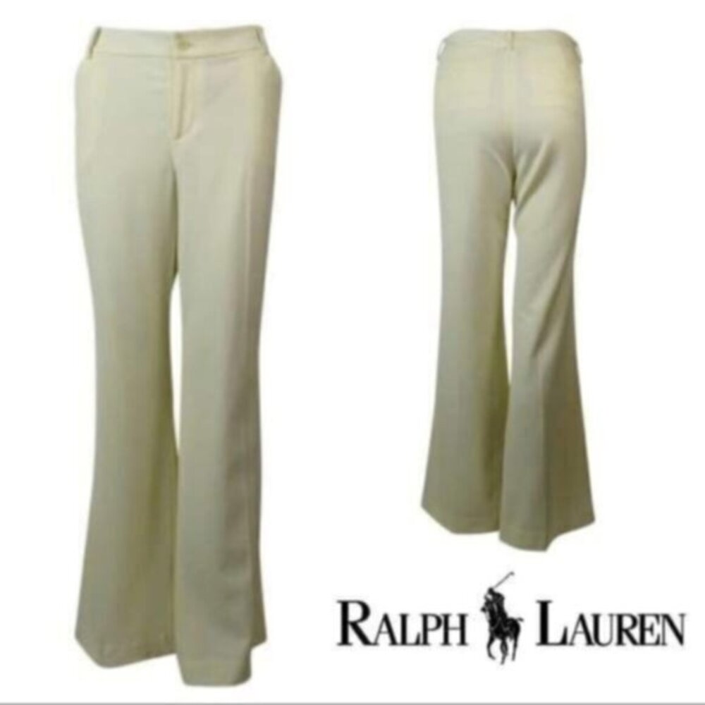 Lauren Ralph Lauren Cream “Jacie” Wool Trouser Pants Size 8P Classic